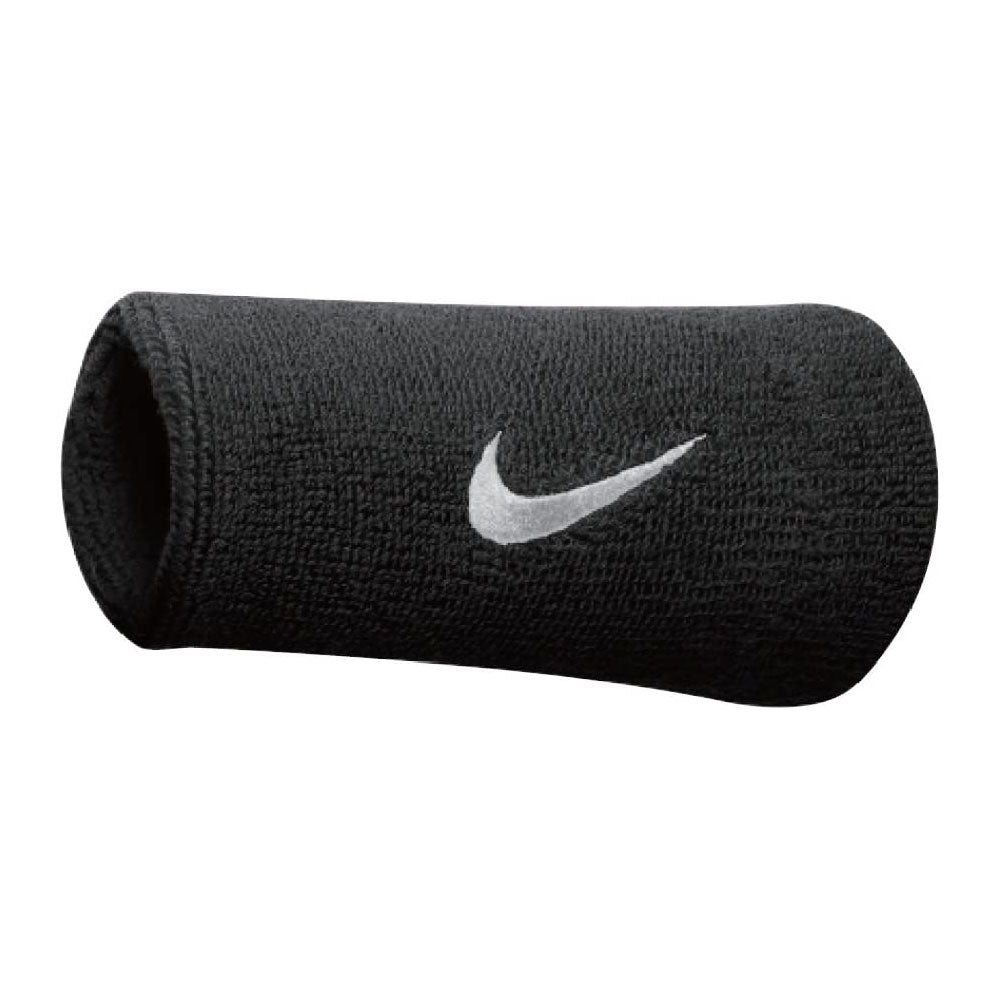 Nike Swoosh Double Wide Wristband 2-pack - Black/White