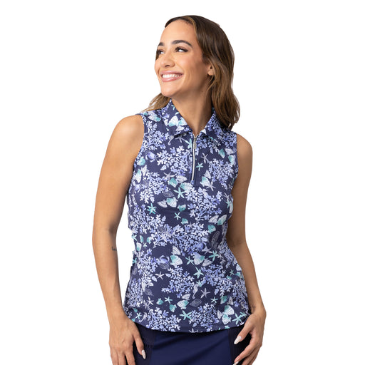 Sofibella UV Feathers Womens SL QZ Golf Polo - Aqua Marine/2X