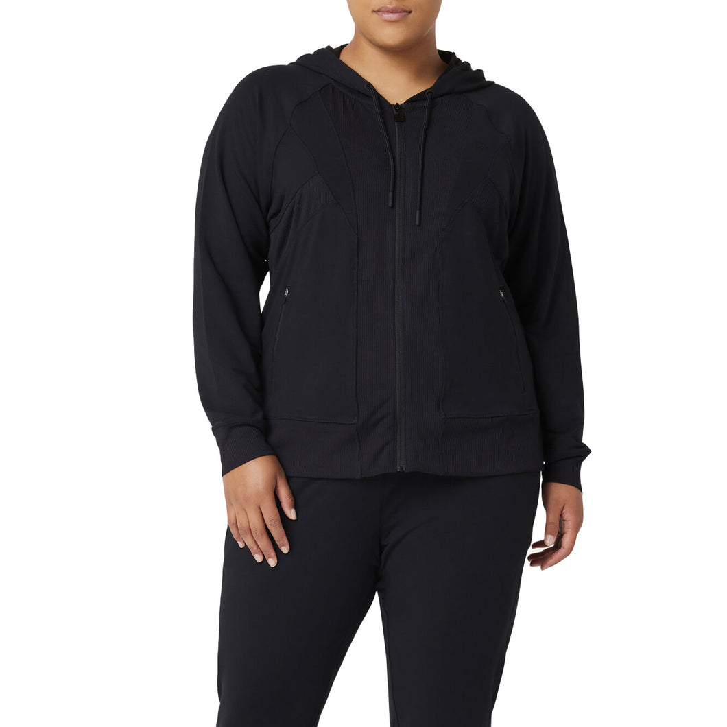 FILA FI-Lux Texture Full-Zip Womens Hoodie - BLACK 001/4X