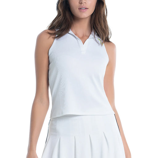 Lucky In Love Pique Sleeveless Womens Tennis Polo - WHITE 110/XL