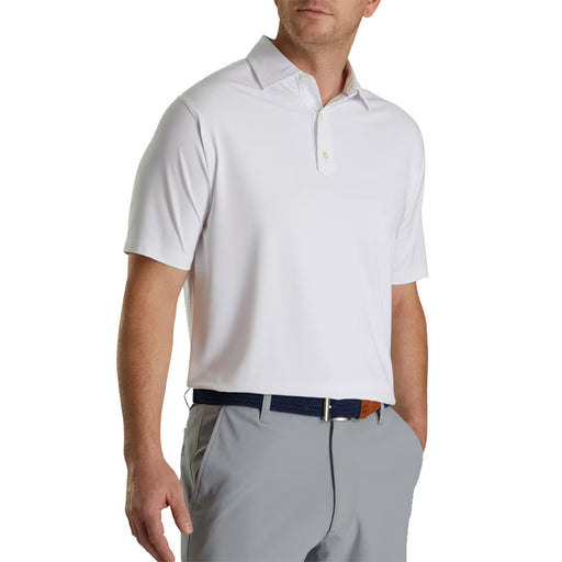 FootJoy Solid Lisle TF White Mens Golf Polo - White/XL