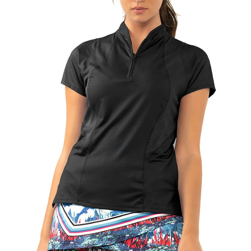 Lucky In Love Win the Day Womens SS Golf Polo - BLACK 001/XL