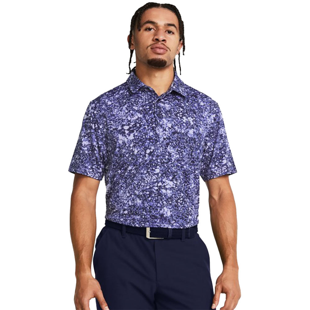 Under Armour Playoff 3.0 Print Mens Golf Polo - Navy/Celeste/XXL