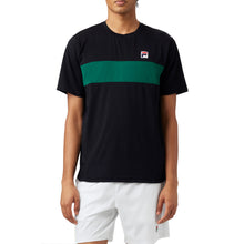 Load image into Gallery viewer, FILA Essentials SS Crew Mens Tennis Shirt - Blk/Green Jckt/XL
 - 2