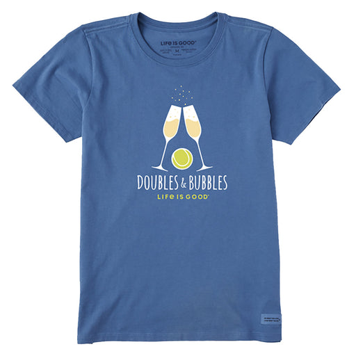 Life is Good Doubles and Bubbles Womens Shirt - Vintage Blue/XL
