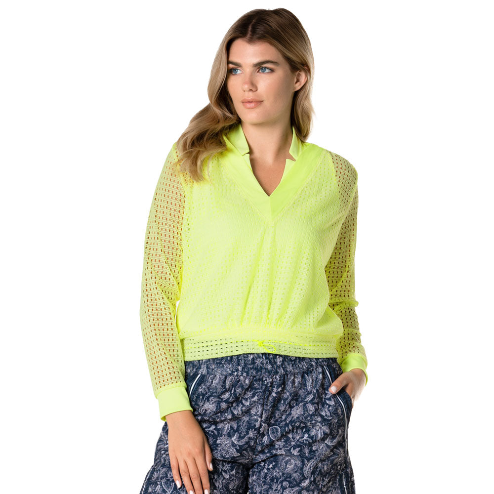 Lucky In Love Tres Chic Womens Golf Pullover - Lemon Frost/L