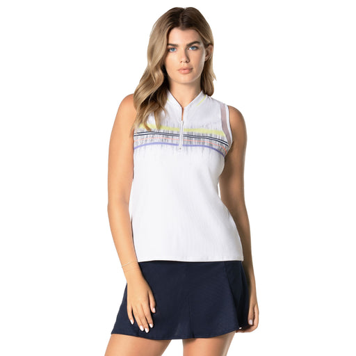 Lucky In Love Between The Lines Womens Golf Polo - White/L