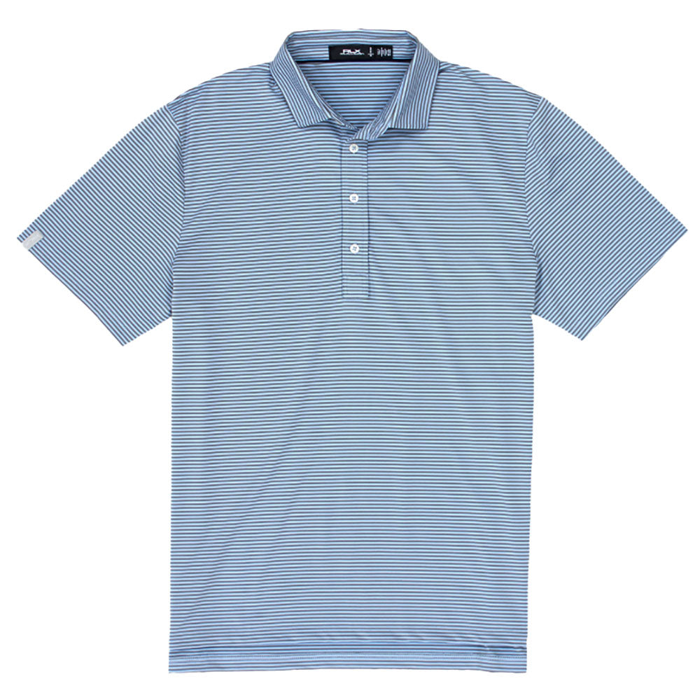 RLX Polo Golf Airflow Stripe Mens Golf Polo 1 - Grey/Blue/XL