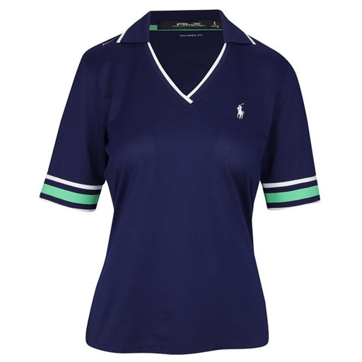 RLX Polo Golf Tour Pique Womens SS Golf Polo - Nvy/Green/White/L