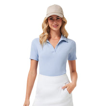 Load image into Gallery viewer, TravisMathew Moveknit SS V Womens Tennis Polo - Brunnera Blue/L
 - 2
