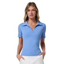 Load image into Gallery viewer, TravisMathew Moveknit SS V Womens Tennis Polo - Cornflower Blue/XL
 - 6