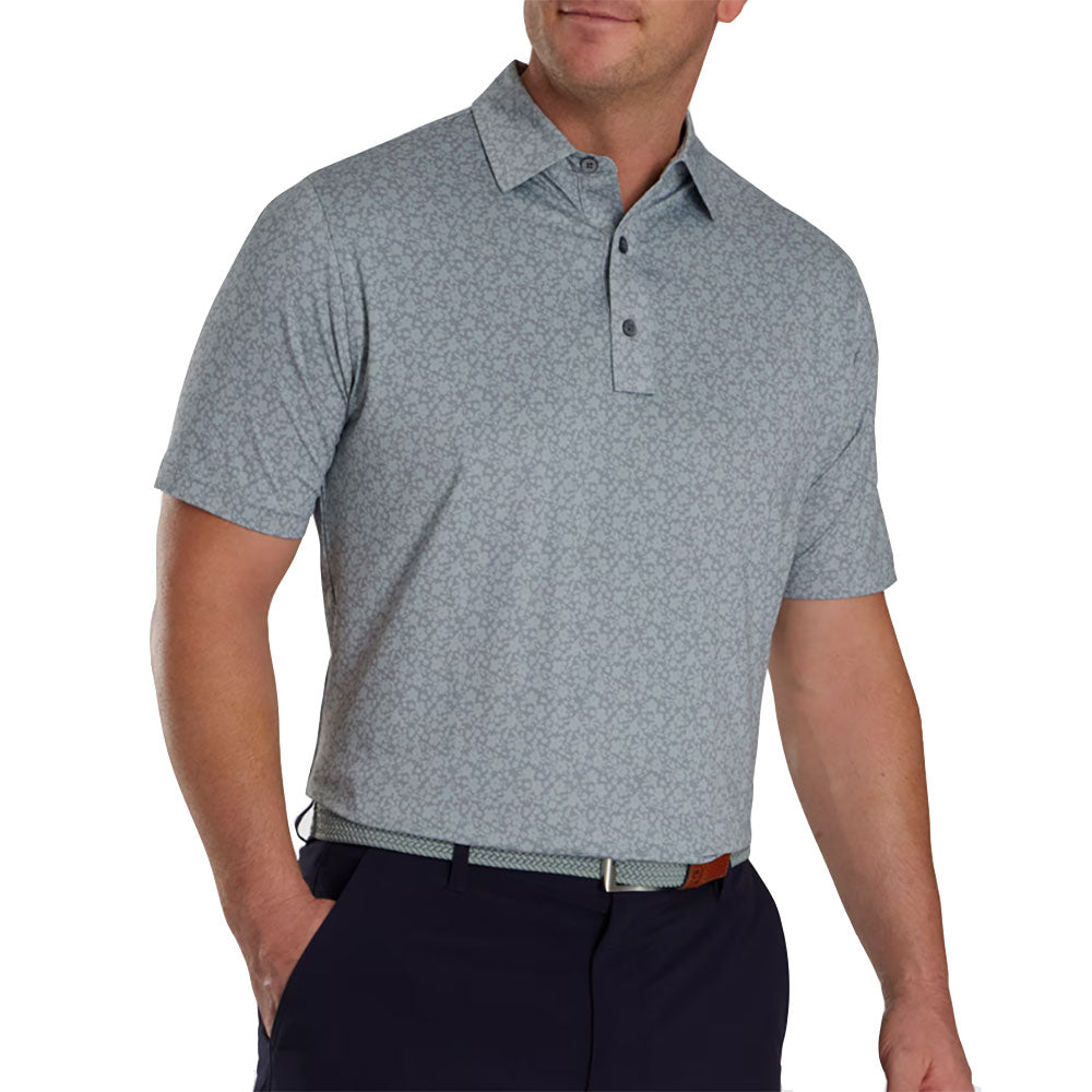 FootJoy Painted Floral Grey Mens Golf Polo - Grey/XL