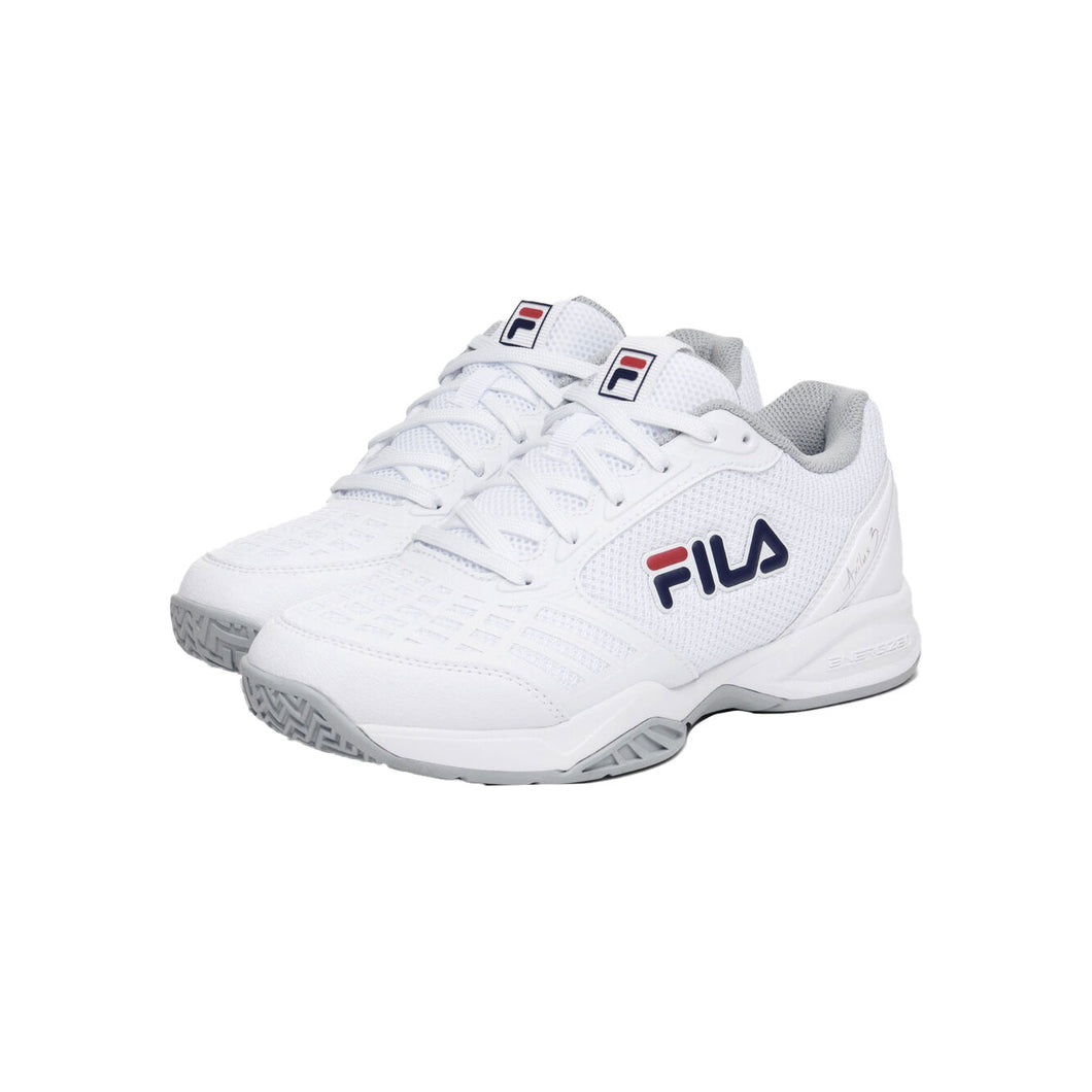 Fila Axilus 3 Junior Kids Tennis Shoes - White/Grey/Navy/M/7.0