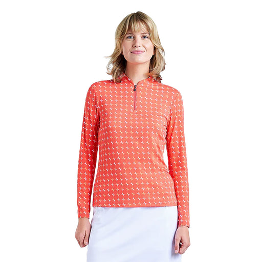 NVO Lolita Mock Neck Womens Golf Quarter-Zip PO - Papaya/XL