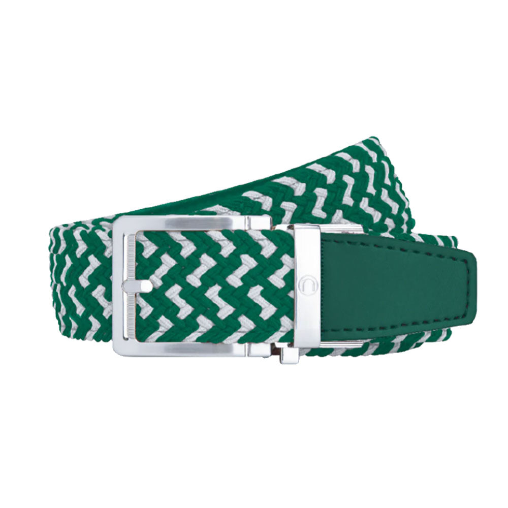 NexBelt Braided Green and White Mens Golf Belt - Green/White