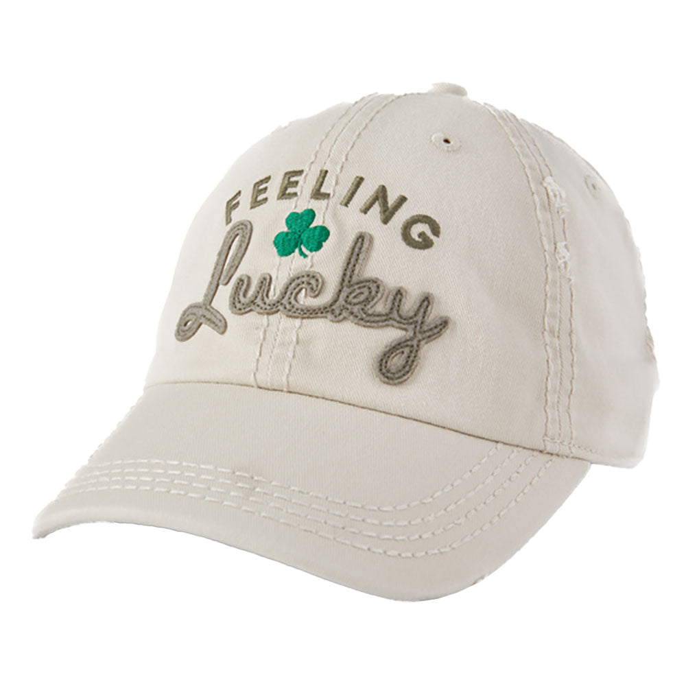 Life Is Good Feeling Lucky Adjustable Hat - Bone/One Size