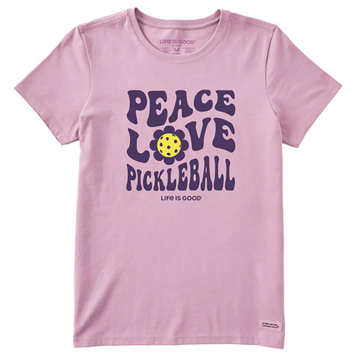 Life Is Good Groovy Peace Love Pickle Wmns T-Shirt - Violet Purple/XL