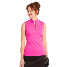 Load image into Gallery viewer, EP New York Mock Neck Contrast Piping Womens Polo - Rosa/XL
 - 1