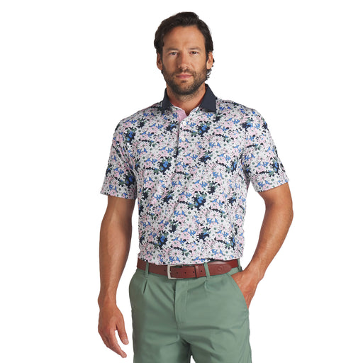 Puma Golf AP Floral Mens Golf Polo - White/Deep Navy/XL