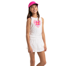 Load image into Gallery viewer, Lucky In Love Shock n Love Tie Girls Tennis Tank - White/M
 - 1