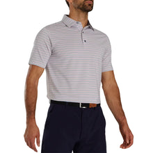 Load image into Gallery viewer, FootJoy Multi Stripe Lisle Mens Golf Polo - Light Pink/Grey/L
 - 1