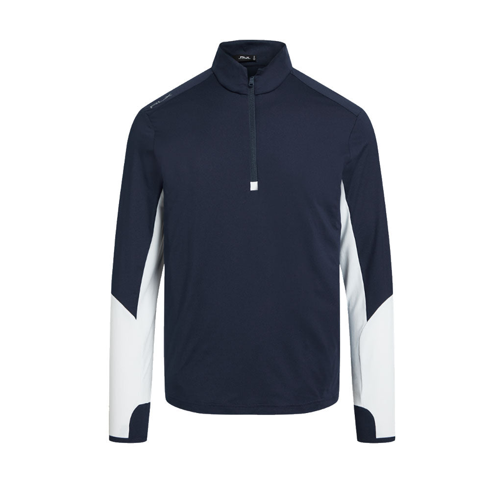 RLX Polo Peached AirFlow Mens Tennis Quarter-Zip - Navy/White/XL