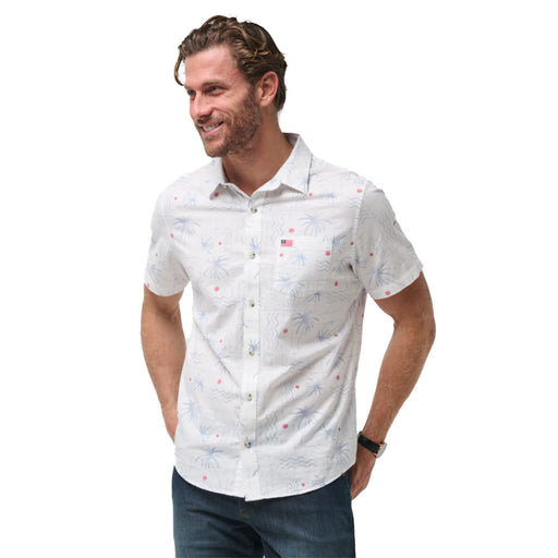 TravisMathew Lincoln Way SS Woven Mens Shirt - White/XL