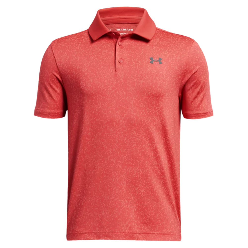 Under Armour Playoff Jacquard Boys Golf Polo - Red Solstice/L