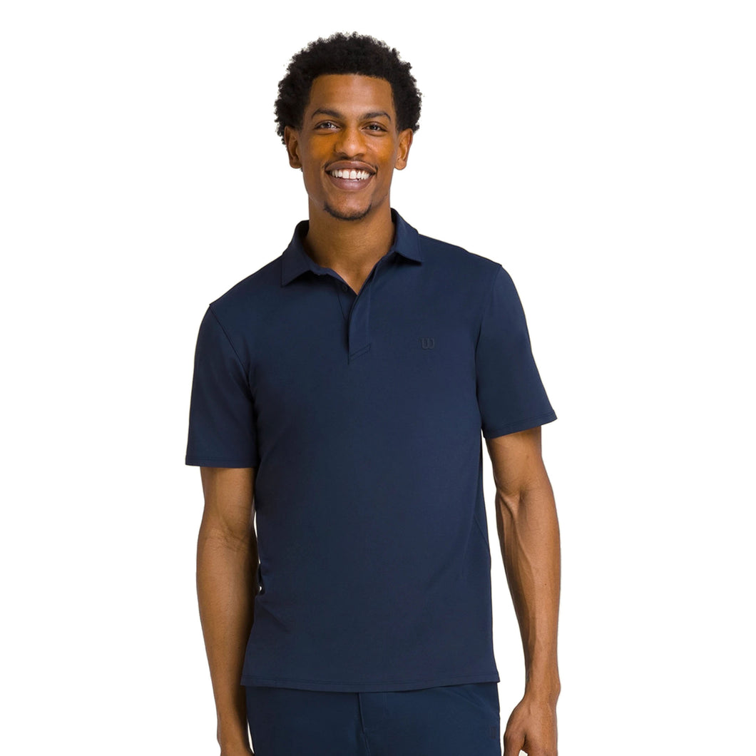 Wilson League Bright White Mens Tennis Polo - Classic Navy/XXL