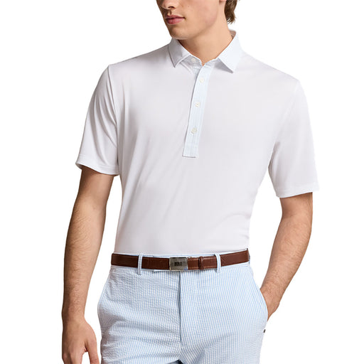 RLX Polo Golf Pique Seersucker Mens Golf Polo - White/Blue/L