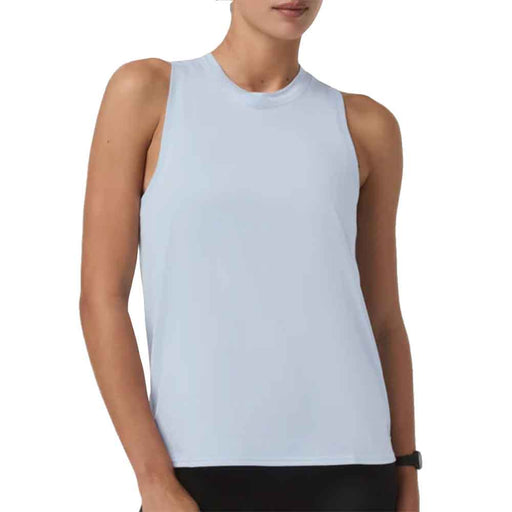 Vuori Energy Long Womens Tennis Tank - Soft Sky Hthr/L