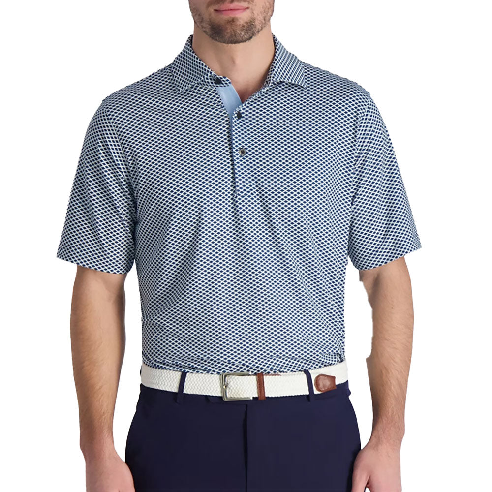 Fairway & Greene Barkley Print Mens Golf Polo - Marine/XL