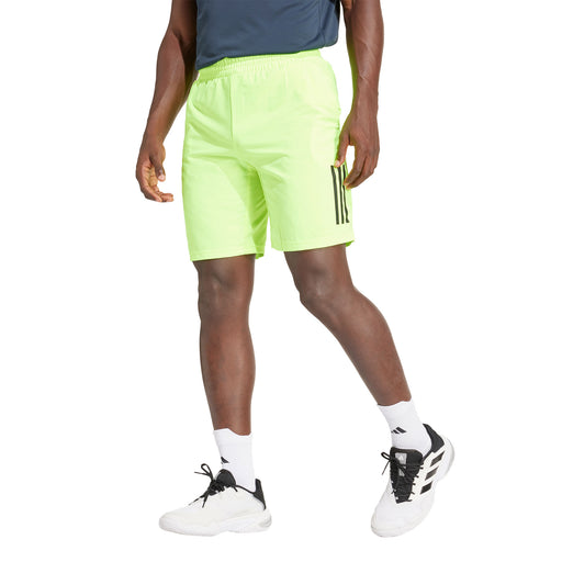 Adidas Club 3 Stripe 9 Inch Mens Tennis Shorts - Lucid Lemon/XL