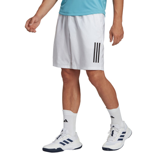 Adidas Club 3 Stripe 9 Inch Mens Tennis Shorts - White/XL