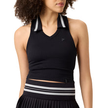 Load image into Gallery viewer, FILA Challenge Seamless Womens Tennis Polo - Black/Gardenia/M
 - 1