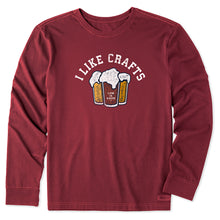 Load image into Gallery viewer, Life Is Good I Like Crafts Long Sleeve Mens Shirt - Cranberry Red/XL
 - 1