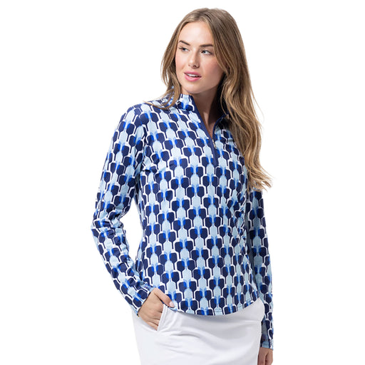 SanSoleil Solcool Print Mock Womens Golf PO
