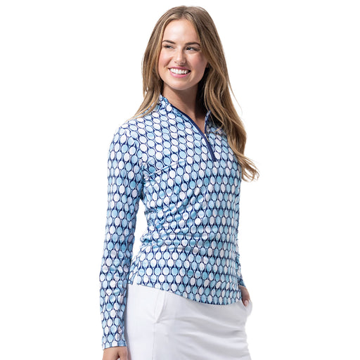 SanSoleil Solcool Print Mock Womens Golf PO