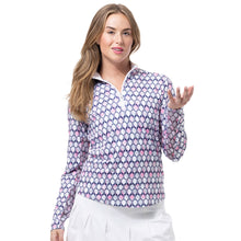 Load image into Gallery viewer, SanSoleil Solcool Print Mock Womens Golf PO - Racqueteer Pink/M
 - 1