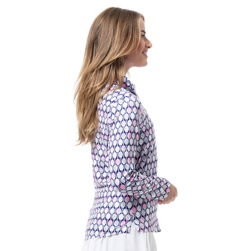 SanSoleil Solcool Print Mock Womens Golf PO