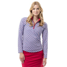 Load image into Gallery viewer, SanSoleil Solcool Print Mock Womens Golf PO - Seeing Spot Ink/XL
 - 1