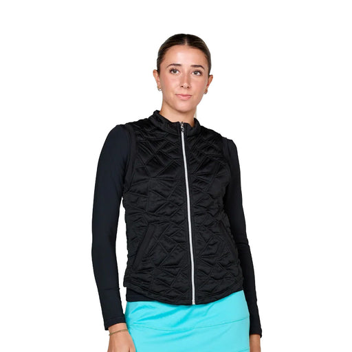 Sofibella UV Staples Quilt Womens Golf Vest - Black/2X