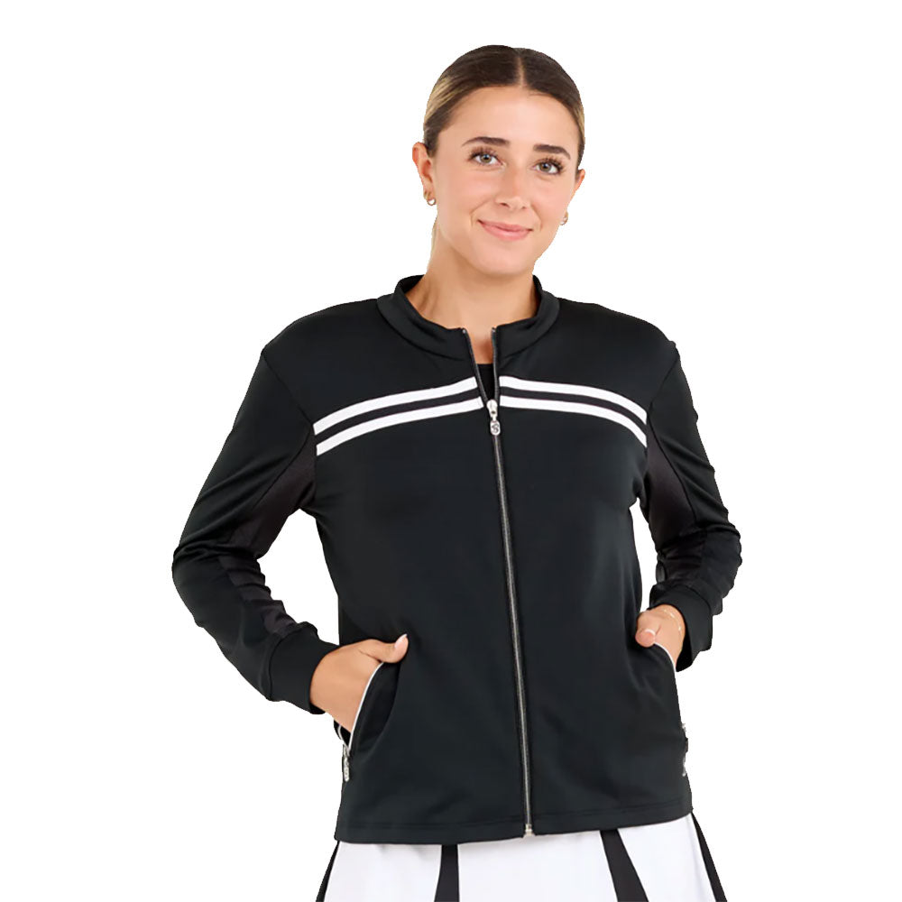 Sofibella Monochrome Womens Tennis Jacket - Black/2X