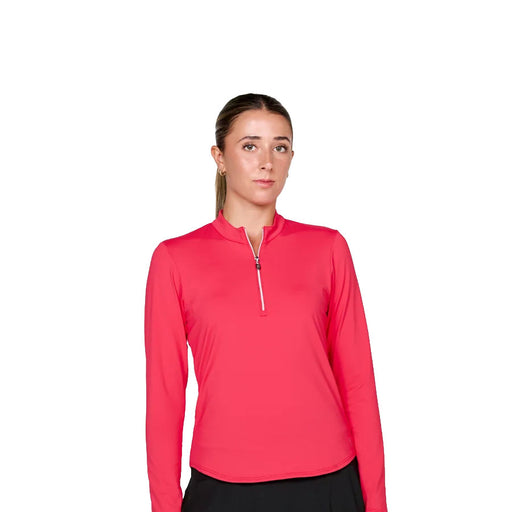 Sofibella UV Colors Womens LS Golf Shirt - Berry Red/2X
