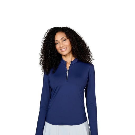 Sofibella UV Colors Womens LS Golf Shirt - Navy/2X