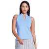 Lucky In Love Pleated Placket Sleeveless Womens Golf Polo