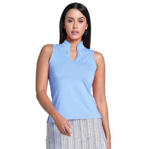 Lucky In Love Pleated Placket Sleeveless Womens Golf Polo - 2