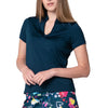 Lucky In Love Pleated Placket Womens Short Sleeve Golf Polo