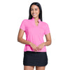 Lucky In Love Pleated Placket Womens Short Sleeve Golf Polo