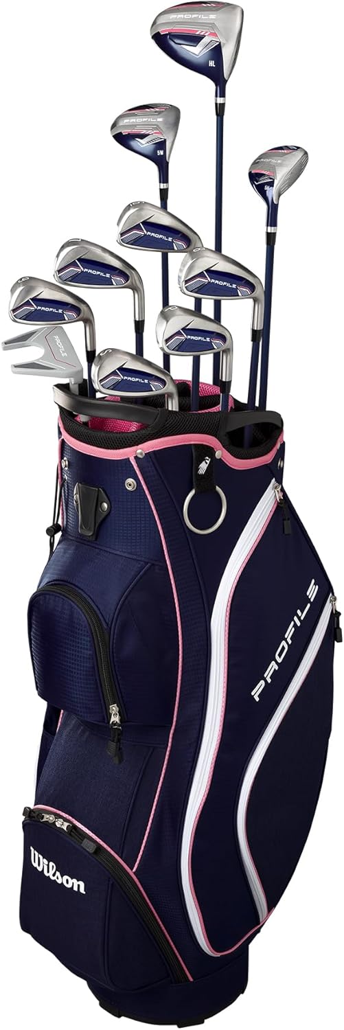 Wilson Profile 11P Wmns RH Complete Golf Set Cart - Standard/Ladies/Nvy/Rs Gld/Grey